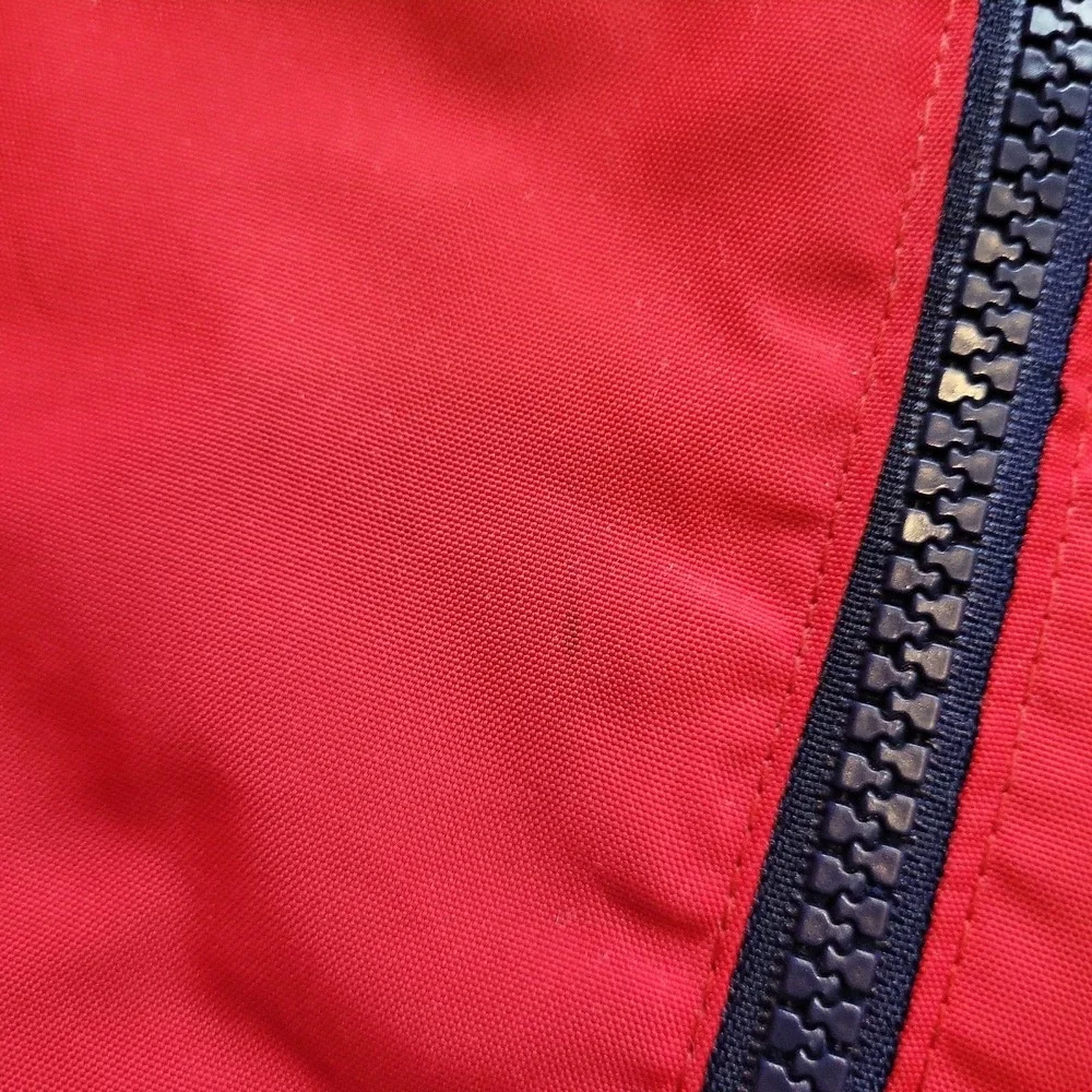 VINTAGE Hollister Ski Style Jacket Mens L Red Navy Fleece‎ Lined Full Zip Y2K